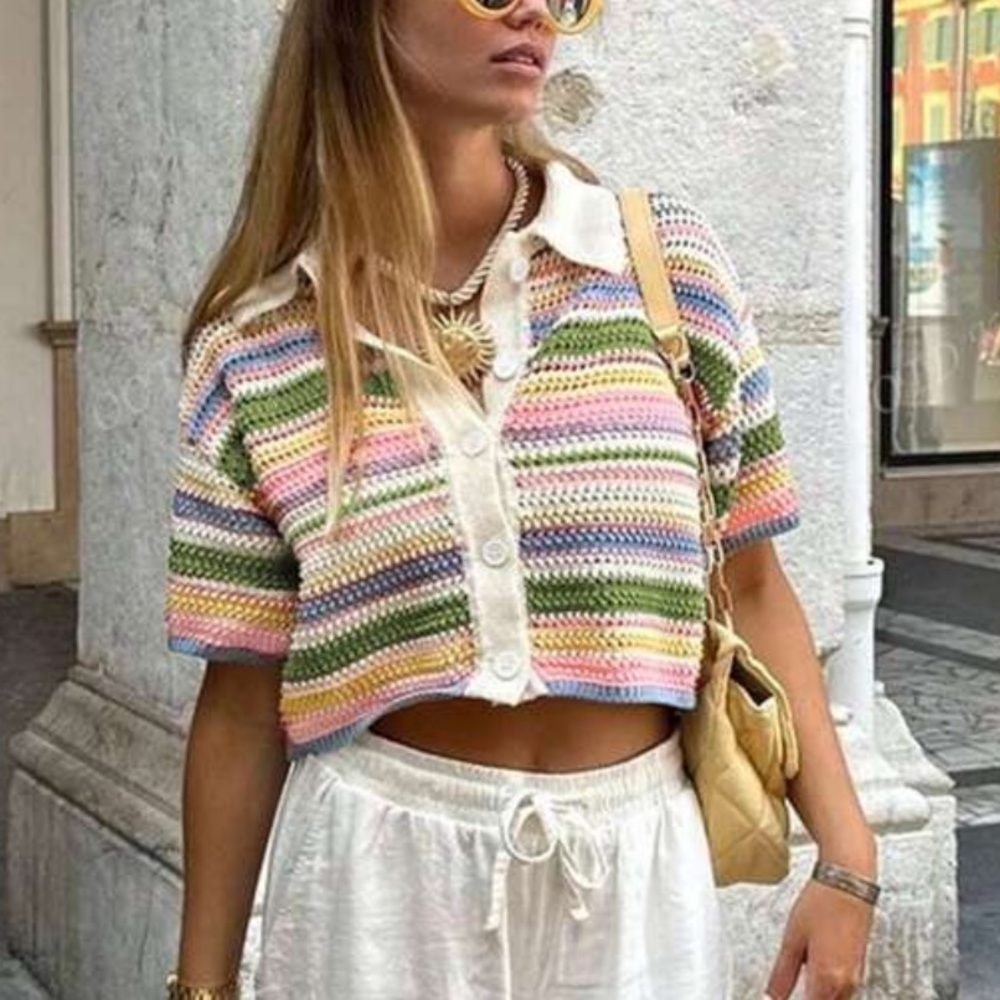 NEW Striped Knit Cardigan Top
